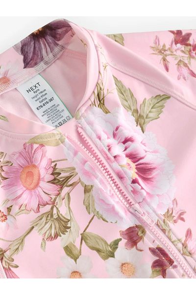Next Baby One Piece Long Sleeve Pink Floral Print Swimsuit Alye76816