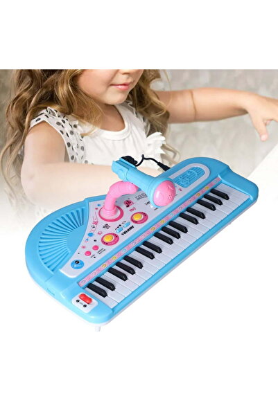Yelajoy لعبة بيانو إلكترونية بـ 37 مفتاحًا، مع ميكروفون، 35 سم، موسيقى شيقة، مناسبة للأطفال من سن 3 سنوات فما فوق