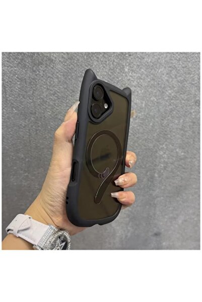 Pro Aksesuar Apple iPhone 16 Plus Uyumlu Kılıf Kedi Kulaklı Silikon Kılıf (Ka...