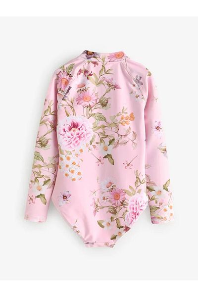 Next Baby One Piece Long Sleeve Pink Floral Print Swimsuit Alye76816
