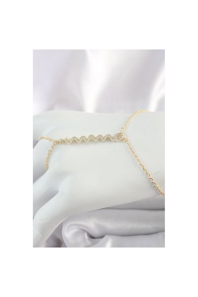 Skygo Brass Gold Color Zircon Stone Snake Model Women's Şahmeran - Tj-Sn628
