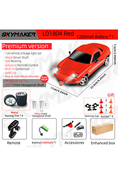 Choice سيارة دريفت سكاي ميكر 4R-1B1200-M-9RB 1/18 RC LDRC LD1804 MX5 2.4 جيجا...