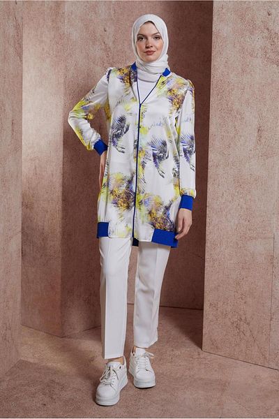 Alvina 44571 Patterned Chiffon Satin Tunic