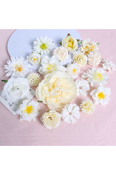 Choice 21Pcs White Multicolor Mixed Artificial Flowers Silk Rose Fake Flowers for Home Decor Wedding Decora