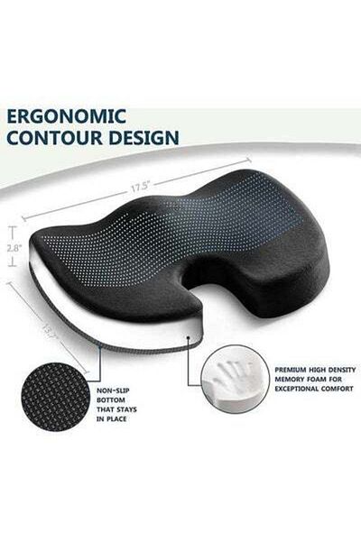 HALAMODO Gel Enhanced Seat Memory Foam Cushion Pad Black 35x45x7.5cm