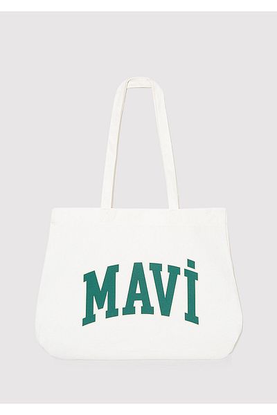 Mavi Geantă de umăr albă cu logo imprimat 1912022 -70057