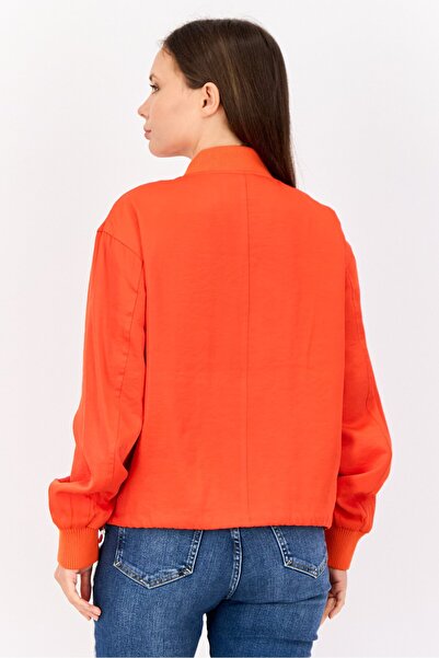 Esprit Women Solid Bomber Jacket, Red