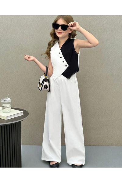 KOKOŞ BEBEK Black - White Design Girl Set