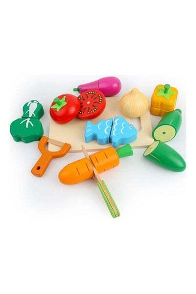 HALAMODO 32-2047 Wooden Realistic Fruits and Basket Pretend Kitchen Play Set for Kids