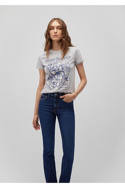 Mavi Gray Slim Fit Butterfly Printed T-shirt - 1612622 -81582