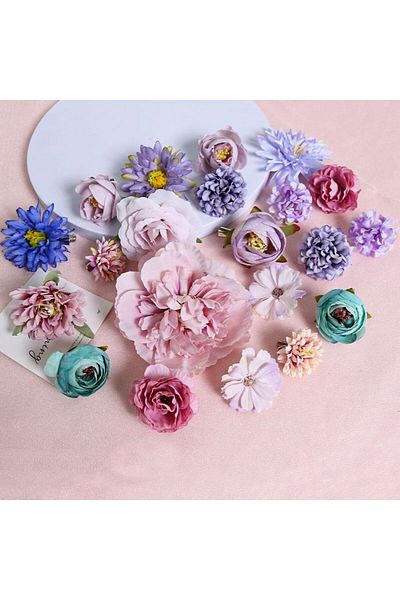 Choice 21Pcs Purple Multicolor Mixed Artificial Flowers Silk Rose Fake Flowers for Home Decor Wedding Decor