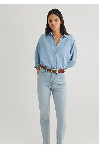 Mavi Açık Denim Gömlek Loose Fit / Bol Rahat Kesim 1210854-80195