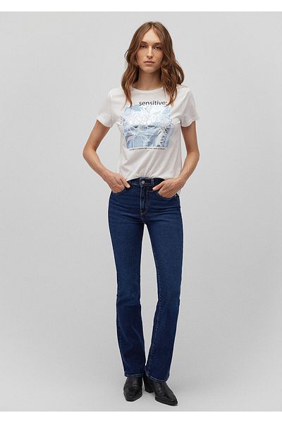 Mavi Tricou slim cu imprimeu floral alb - 1612629 -70057