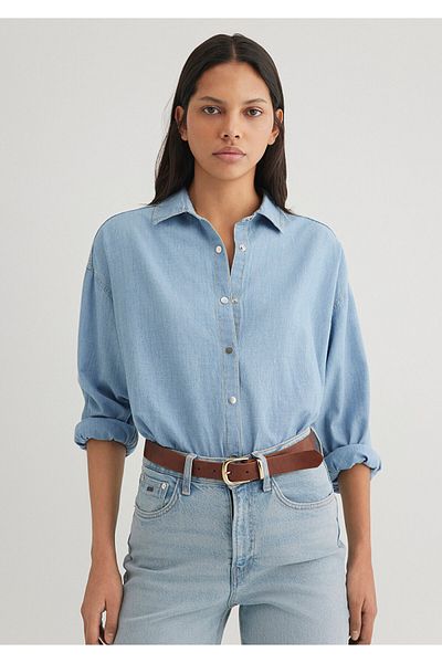 Mavi Cămașă de blugi ușoară, cu o formă lejeră/cu o formă relaxată 1210854 -80195
