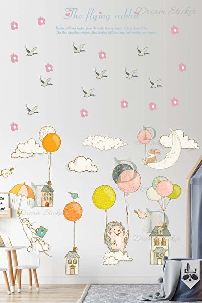 KT Decor Set de autocolante de perete pentru camera copiilor, cu animale drăg...