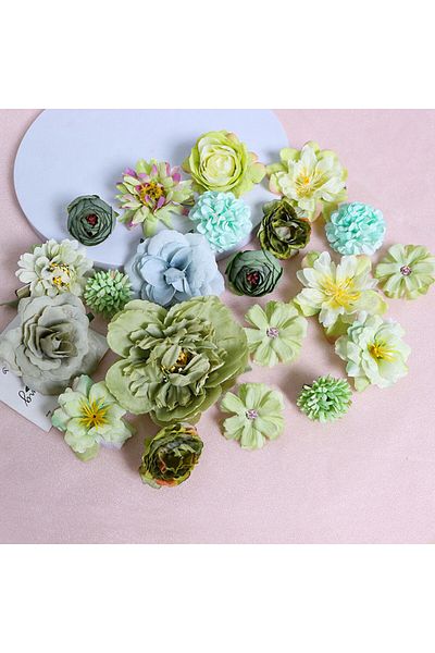 Choice 21Pcs Green Multicolor Mixed Artificial Flowers Silk Rose Fake Flowers for Home Decor Wedding Decora