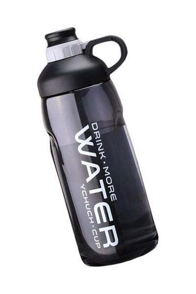 HALAMODO Outdoor Large Capacity Water Bottle Plastic Black 10x10x5cm