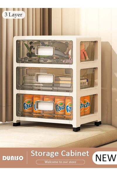 Generic DUNISO 3-layers Drawer Storage Cabinet with Wheels,Toy Storage Box, Plastic Floor Storage Cabinet D