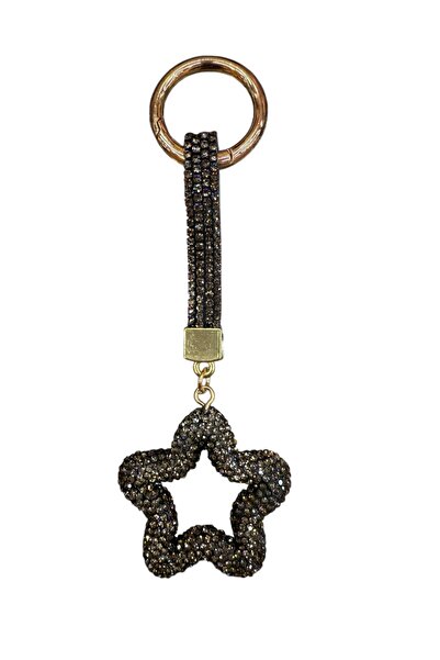 NATUREL Siyah Taşlı Yıldız Anahtarlık – Asil ve Zarif Işıltı!