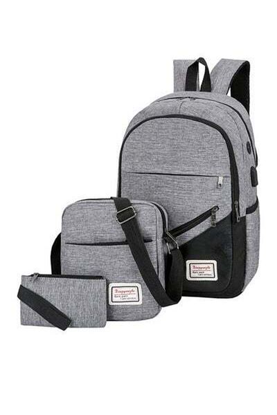 HALAMODO Set Of 3 New Style Backpack Grey