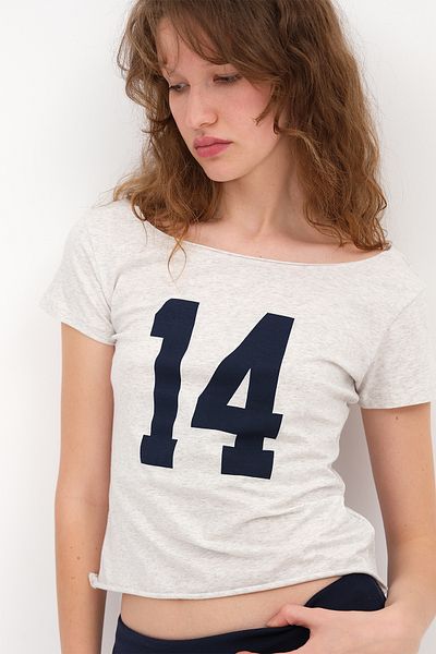 Addax Boat Neck Printed T-Shirt P1718