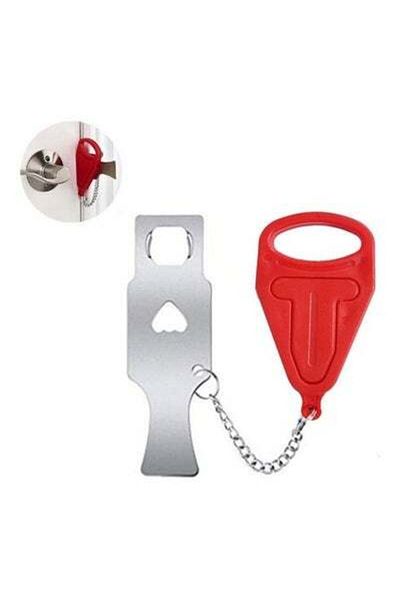 HALAMODO Portable Security Anti-Theft Door Lock Red/Silver