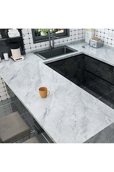 HALAMODO Kitchen Countertop Self-Adhesive Waterproof Wallpaper Grey 60x200cm