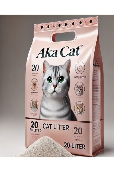 AKACAT %100 Topaklaşan Bebek Pudrası Kokulu Gri Bentonit Kedi Kumu 20 Lt