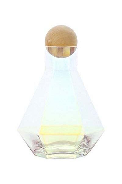 HALAMODO Glass Water Bottle With Six Edge And Wooden Stopper Clear
