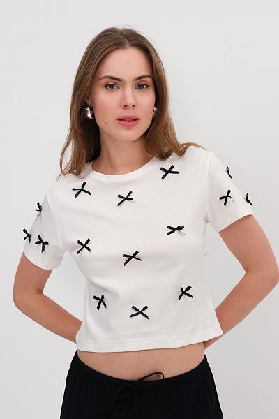 Addax Ribbon Detailed T-Shirt P3200