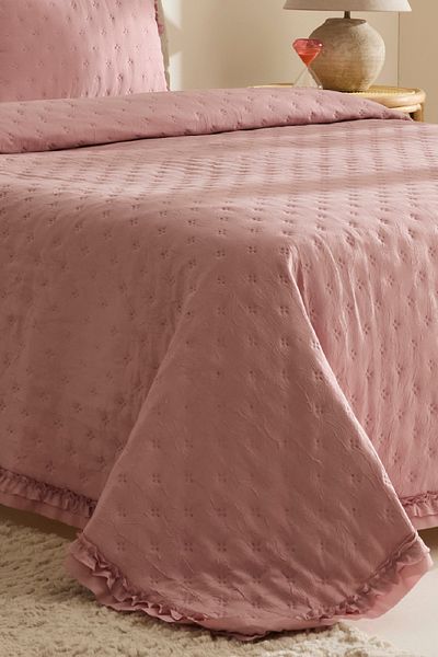 Karaca Home Ophelia Double Krush Bedspread Set Dusty Rose