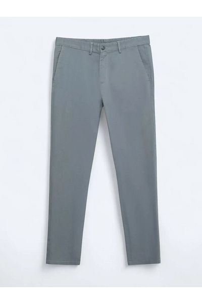 Kip Gray Plain Woven Regular Fit Casual Cotton Blended Trousers