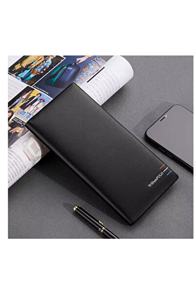 William Polo Laorentou Limited Edition Italyan Hakiki Deri Siyah Uzun Erkek Kartlık & Cüzdan