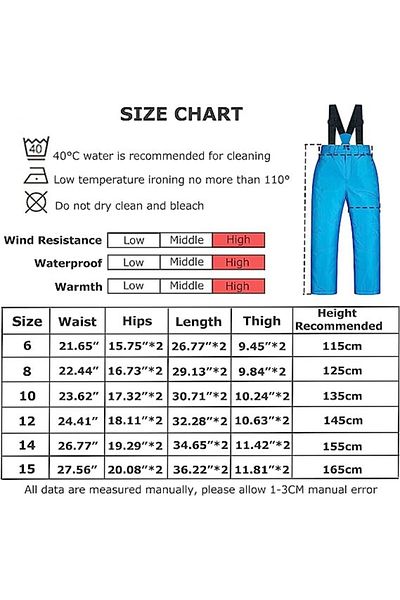 Balipig children's ski pants, polyester, blue/black, size 10