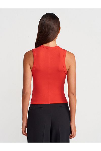 Dilvin 21059 Corded Top-Red