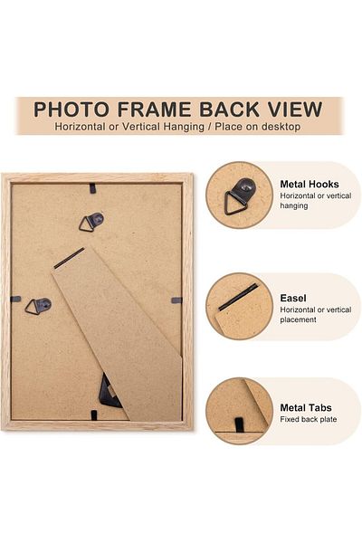Arob Art Set of 2 Arob Art photo frames, solid wood/plexiglass/MDF, natural, 14.5 x 19.5 cm