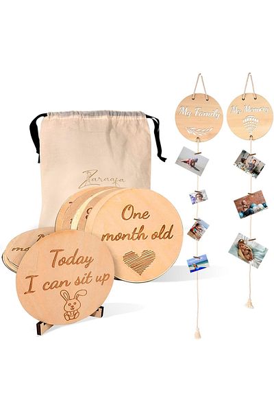 Zaraafa Set 2 colaje rame foto copii Zaraafa, lemn/textil, natural