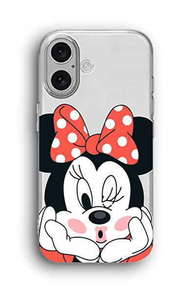 SUPER FRAME iPhone 16 Uyumlu Mouse Desenli Silikon Şeffaf Telefon Kılıfı
