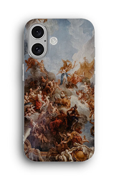 SUPER FRAME iPhone 16 Uyumlu Sanatsal Tablo Desenli Silikon Şeffaf Telefon Kı...