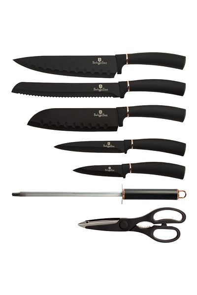 Berlinger Haus Knife set in a holder 8 pcs Black Rose Collection
