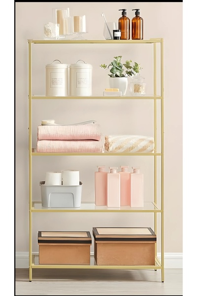 Home Dali 80 cm Gold Kitaplık Dekoratif Aksesuar Rafı Mutfak Rafı Mağaza Rafı...