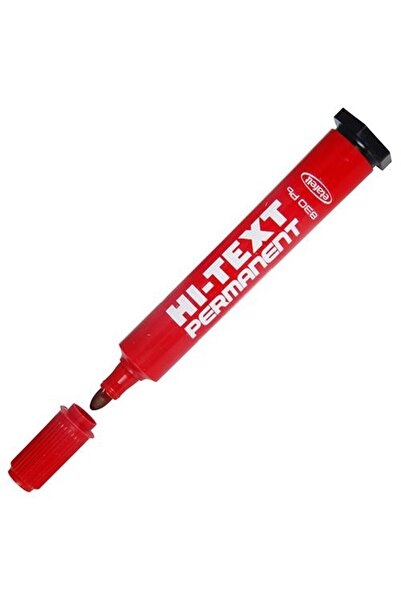 Hi-Text 830b Koli Kalemi Yuvarlak Uçlu Permanent 12 Adet - Kırmızı