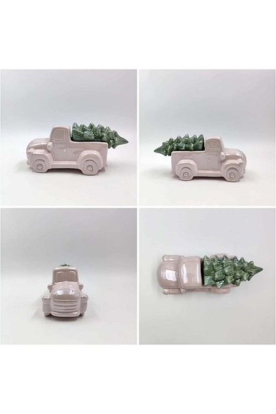 Casaido Obiect decorativ de Craciun, roz/verde, ceramica, 10,7 x 24 cm