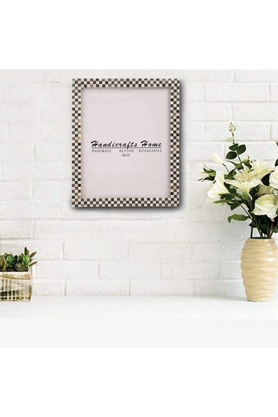 Handicrafts photo frame, solid wood/MDF, natural/black, 20.3 x 25 cm