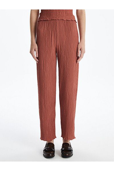 LC Waikiki Pantaloni de damă texturați cu talie elastică