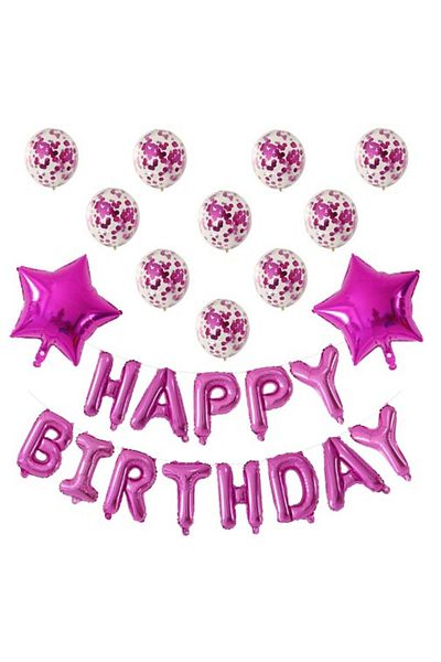 OEM Set of 12 Balloons and 1, Anniversary Set, Happy Birthday message, made of aluminum foil, 30 -45 cm,