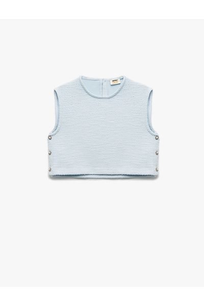 Koton Bluză crop din tweed, fără mâneci, cu decolteu rotund