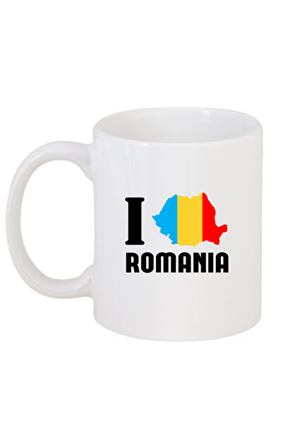 OEM Cana albă personalizată „I love Romania”, INOVATIX®. 330 ml