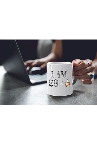 OEM Cana albă personalizată cu mesaj 29+, INOVATIX®. 330 ml