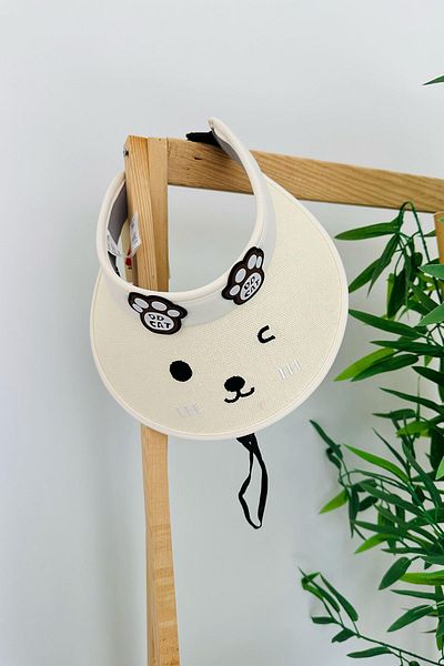Minigimin Cicileri My Little One's Ciceras (6-12 Years) Children's Visor Hat with Teddy Bear Detail - Cream